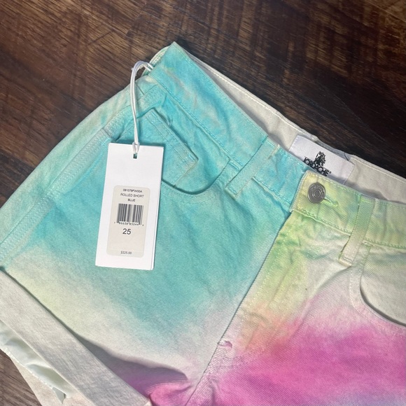 NWT Jordache Diagonal Pastel Rainbow Hi-Rise Rolled Denim Shorts Size 25 - Picture 4 of 4